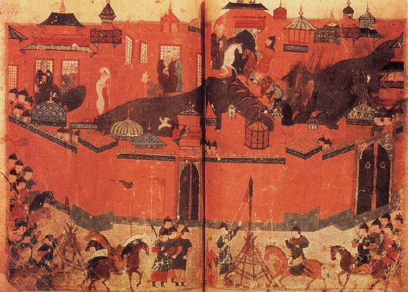 unknow artist The Mongolen Sturmen and conquer Baghdad in 1258 China oil painting art